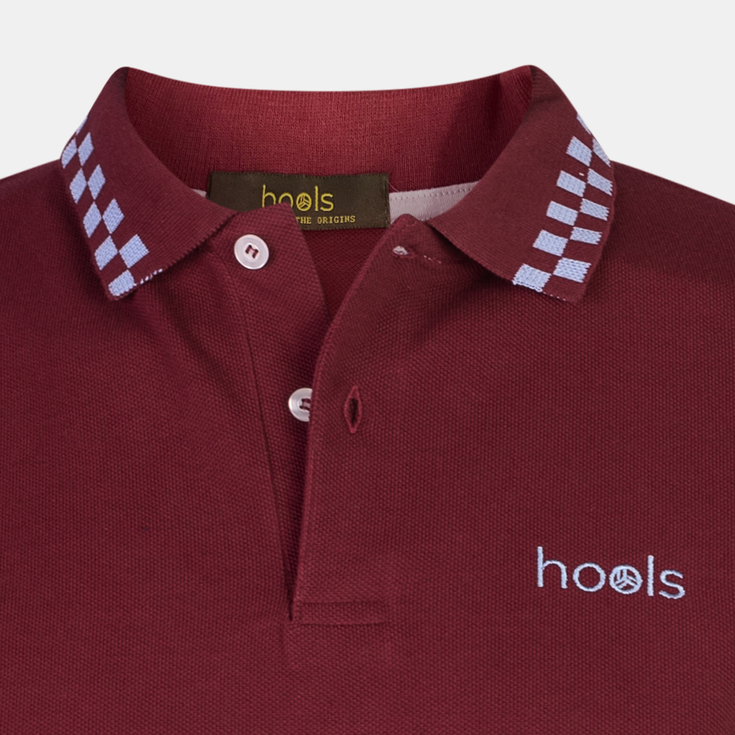 Detalle del cuello retro del polo The Streetlight granate de la colección Ska de Hools