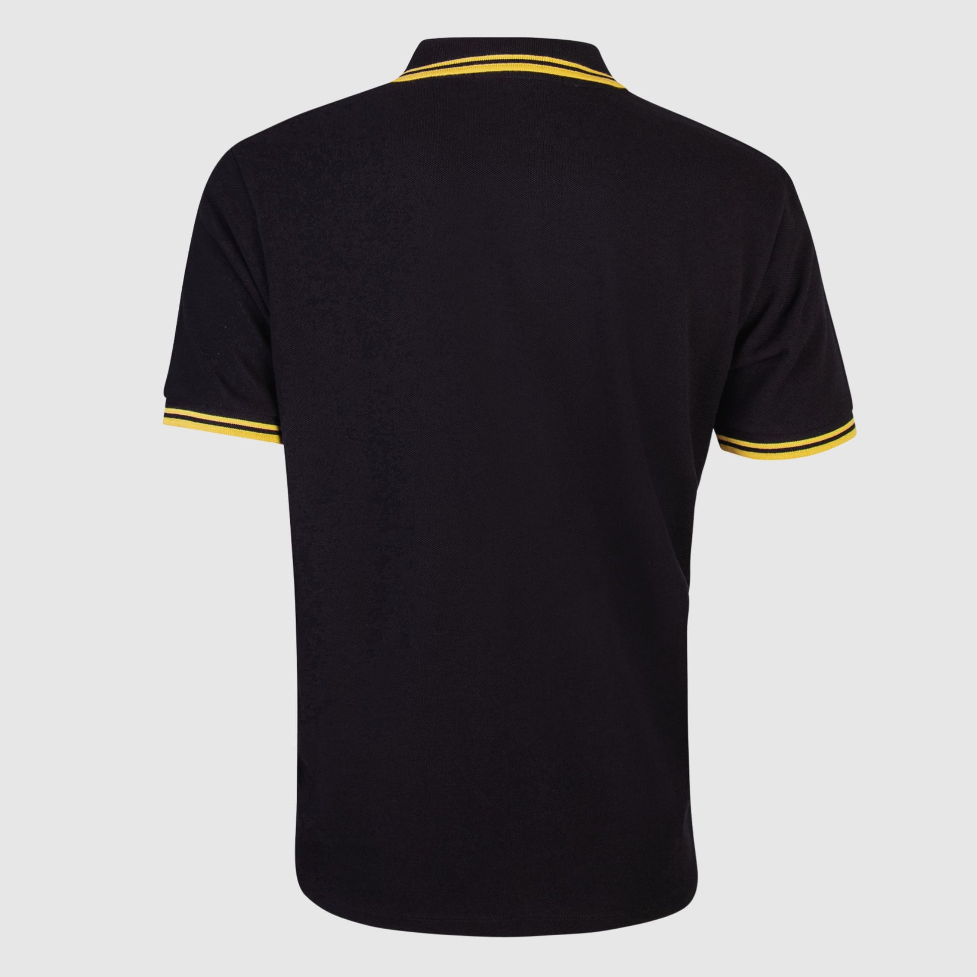 Polo Hools negro con rayas amarillas vista trasera